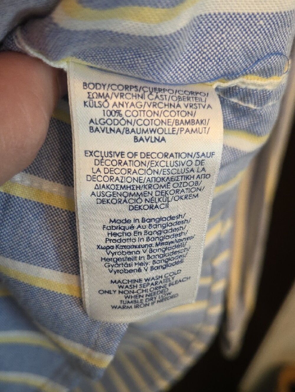 Chaps Men’s Light Blue & White Vertical Stripe Button-Down Shirt - Picture 3 of 3